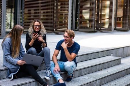 students talking in a group